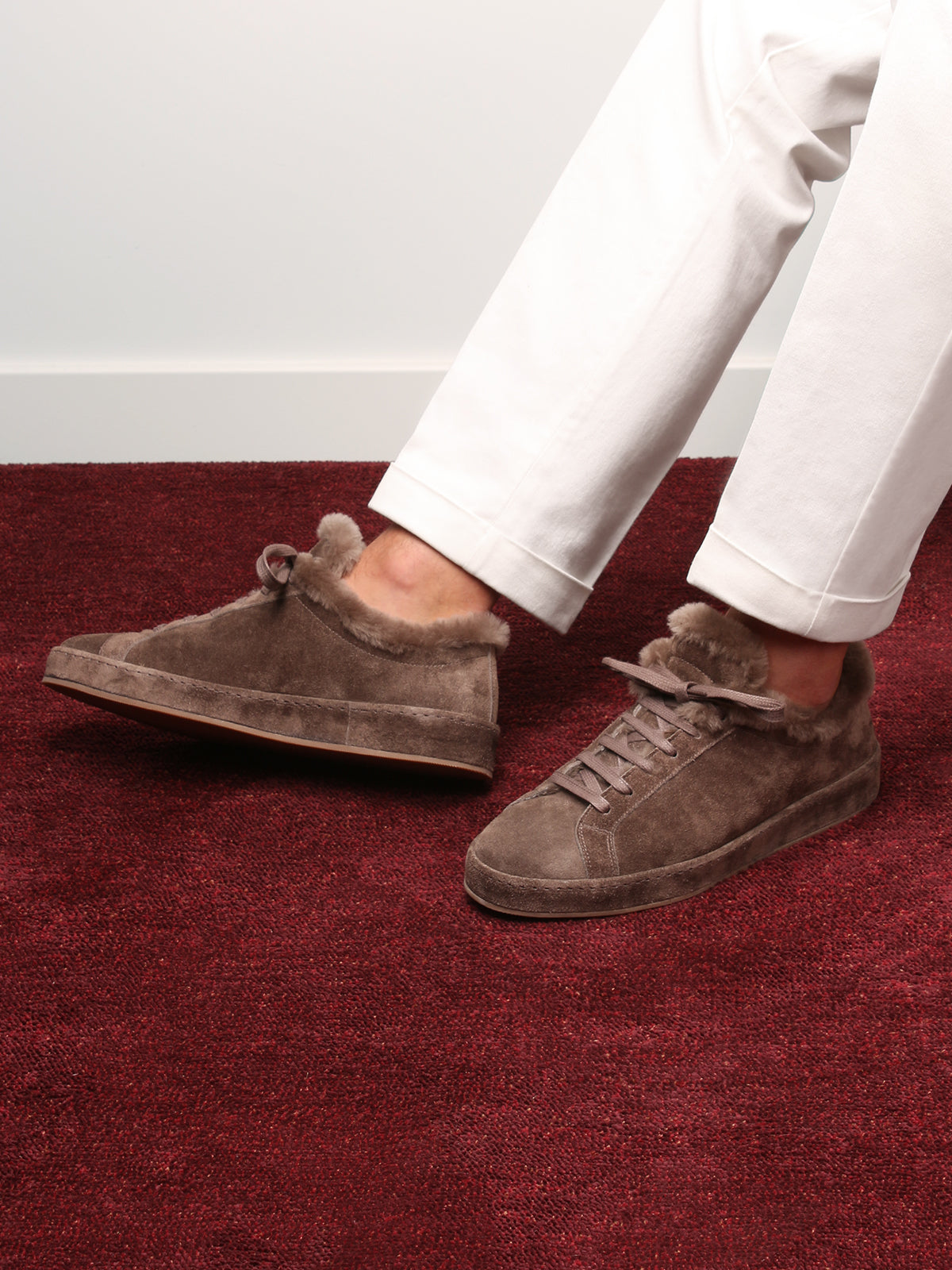 Shearling-lined Ash Grey Voyager Sneaker Aurelien